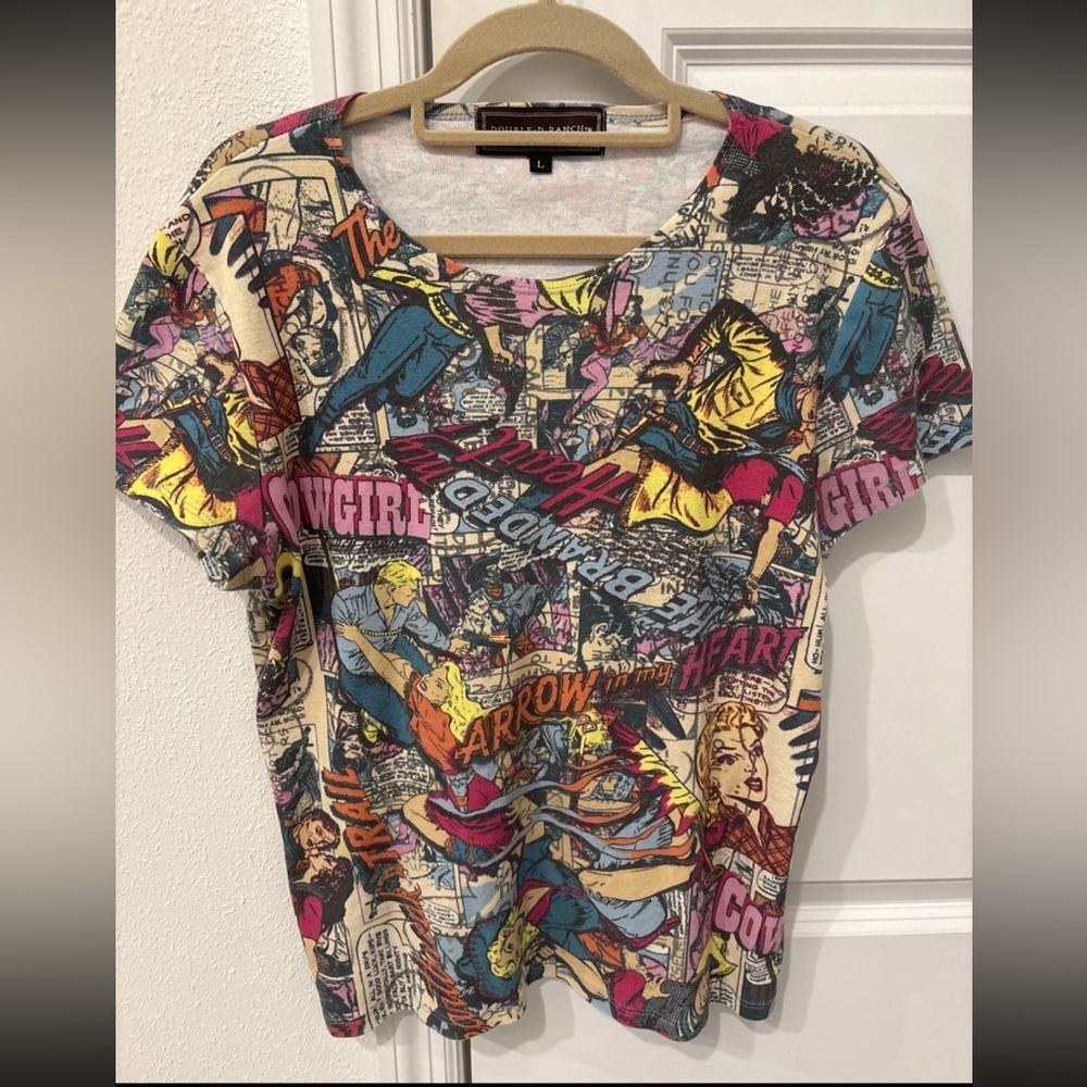Vintage Double D Ranch Women’s cowgirl Comics Top tee Arrow in my Heart L EUC